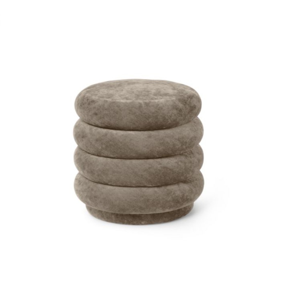 Mobilier Voltex | Pouf Rond Velours Delave - Fermliving