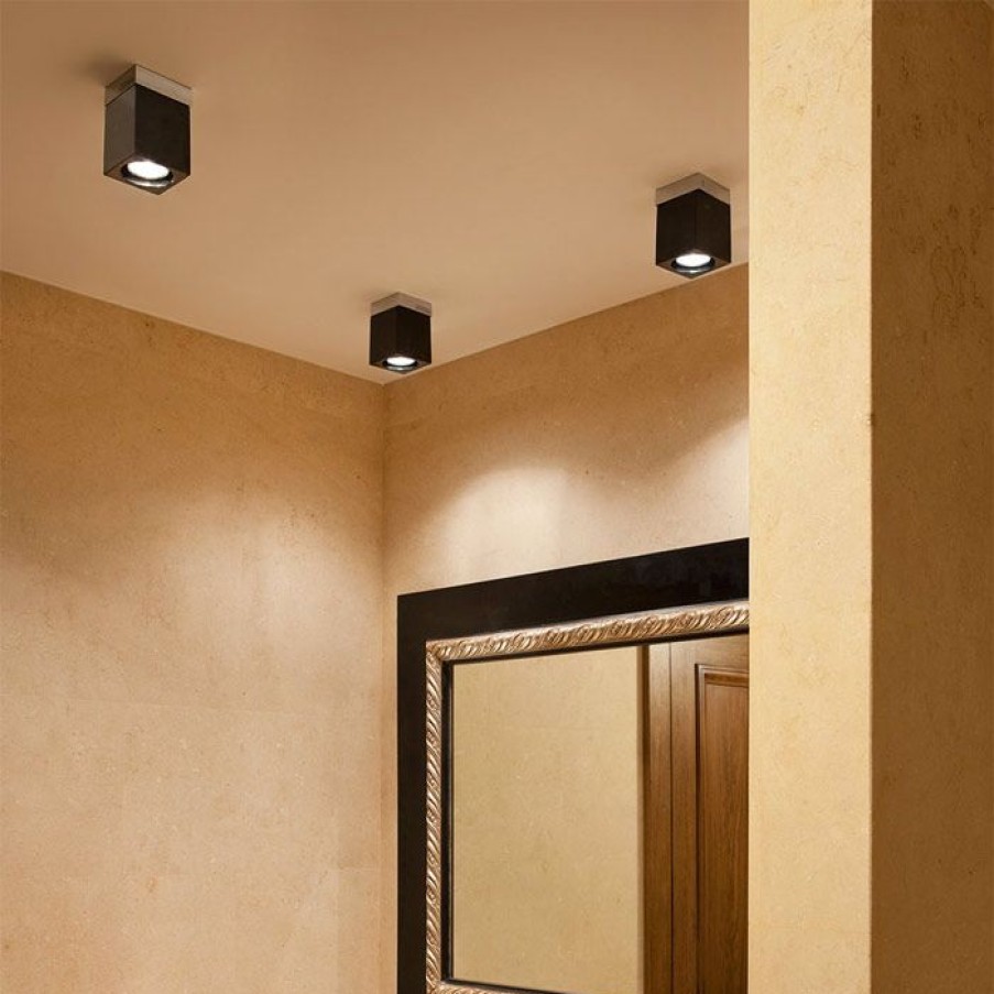 Luminaires Voltex | Cubetto Plafonnier Noir - Fabbian